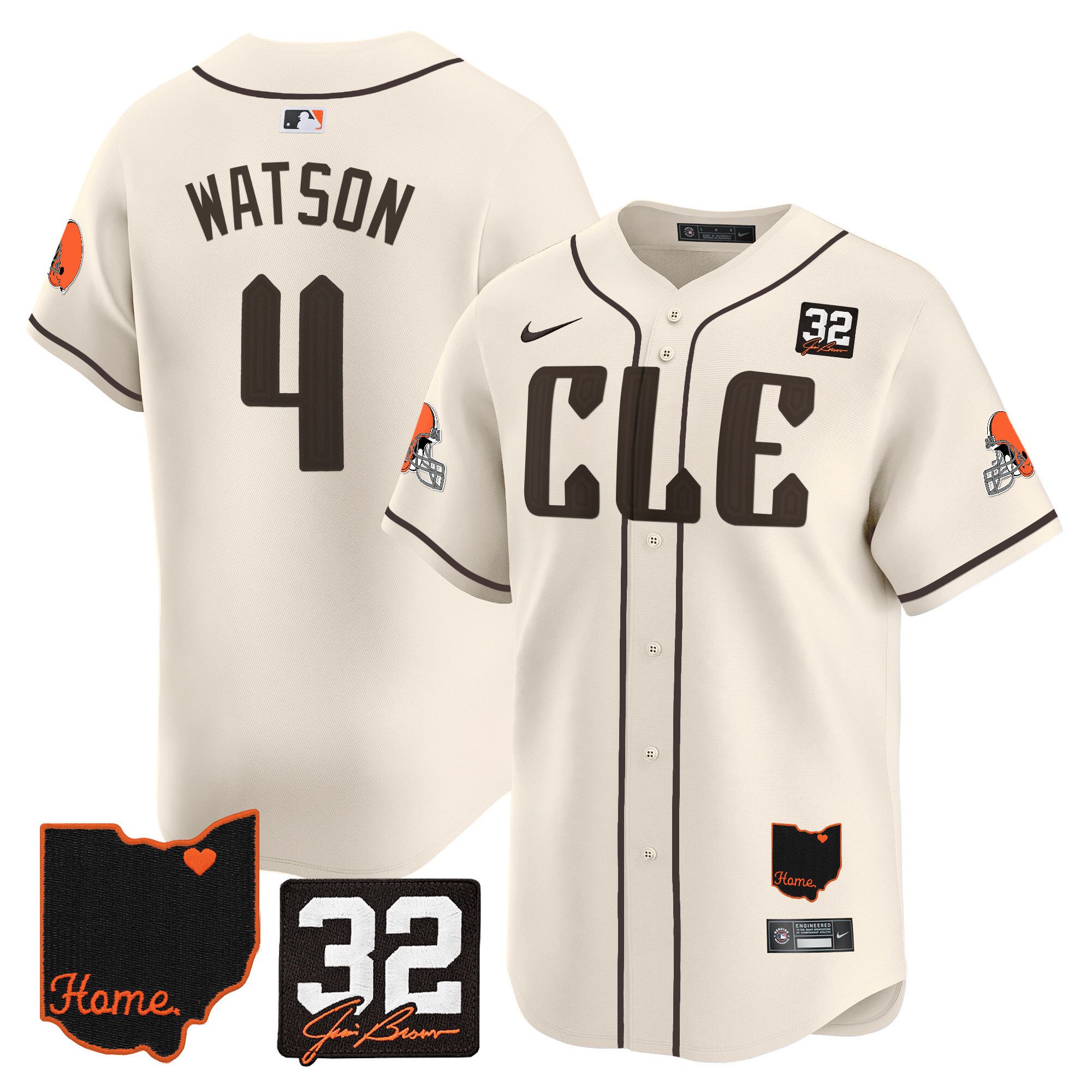 Men Cleveland Browns 4 Watson Cream Home Patch Vapor Premier Limited 2024 Nike NFL Jersey